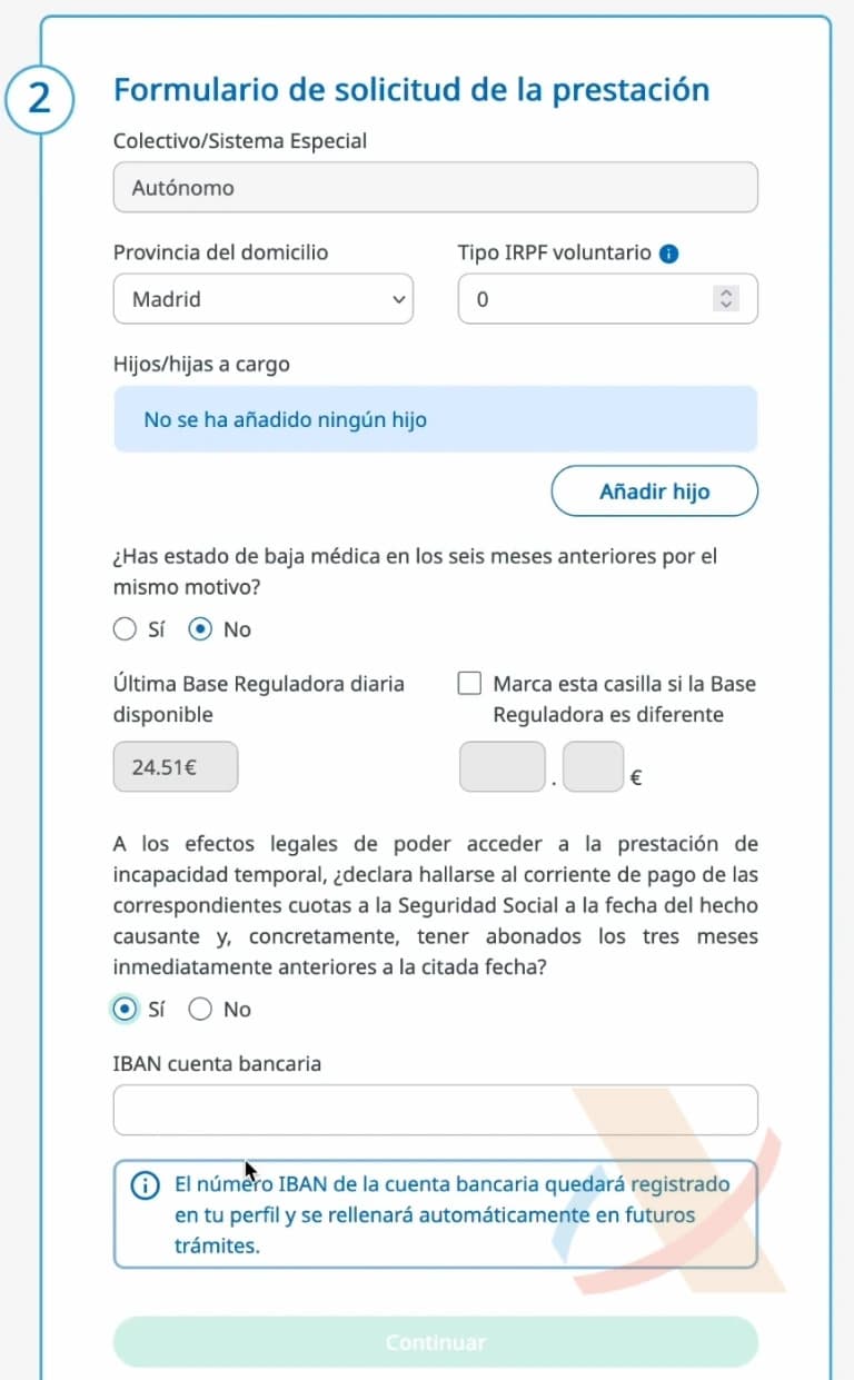 Ibermutua Formulario de solicitud de la prestación