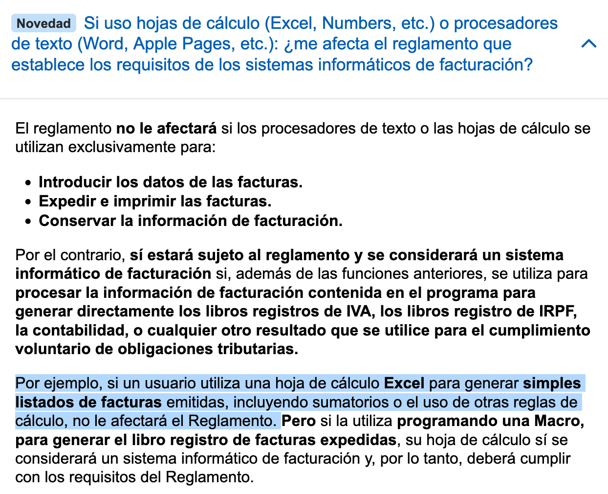 FAQ VeriFactu Word Excel