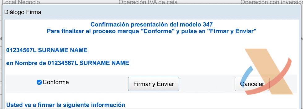 отправка modelo 347