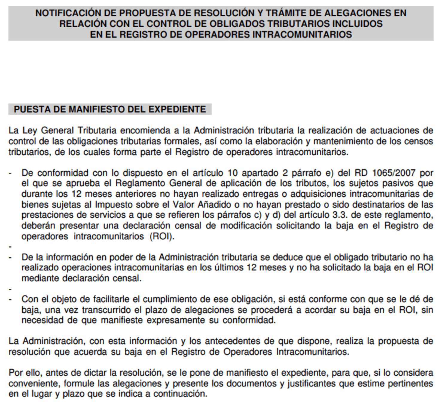 Aeat exclusion from roi notification